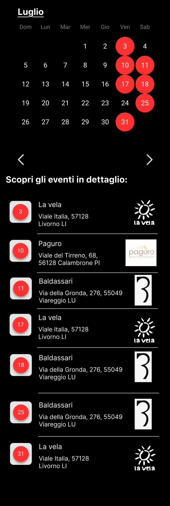 Calendario cena cantata luglio